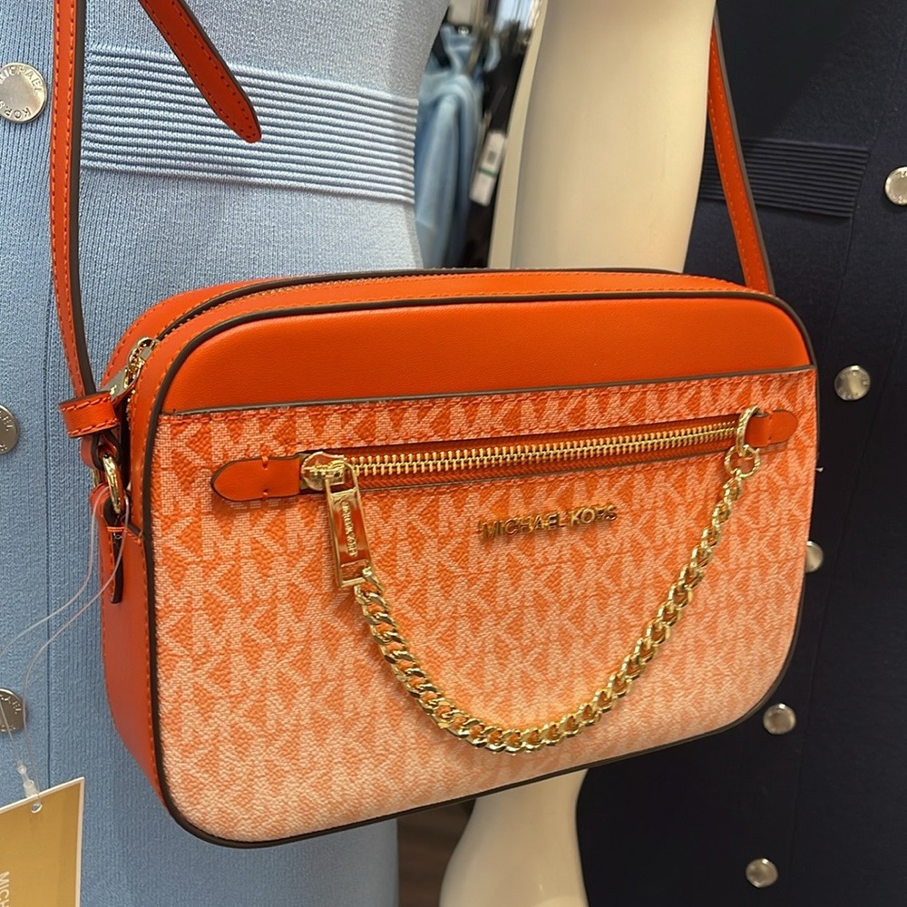 MICHAEL KORS Jet Set Large Ombré Signature Logo Crossbody EW ZP CHAIN XBDY Bag - Picture 14 of 16